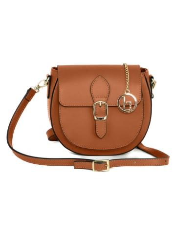 Lia Biassoni Leren schoudertas "Accesa" lichtbruin - (B)24 x (H)18 x (D)12 cm
