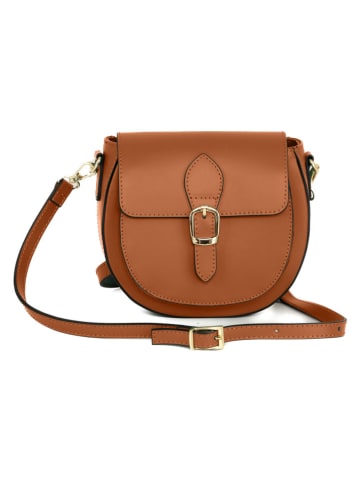 Lia Biassoni Leder-Umhängetasche "Accesa" in Hellbraun - (B)24 x (H)18 x (T)12 cm