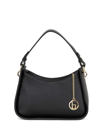 Lia Biassoni Leren schoudertas "Barbellino" zwart - (B)27.5 x (H)14 x (D)8 cm