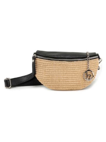 Lia Biassoni Leren borstbuidel "Niccone" zwart/beige - (B)25 x (H)14 x (D)4 cm