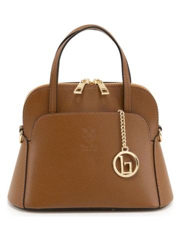 Lia Biassoni Skórzana torebka "Bozzone" w kolorze jasnobrązowym - 28 x 17 x 11 cm