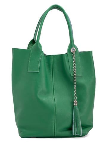 Pia Sassi Skórzana torebka "Monte Cimone" w kolorze zielonym - 28 x 35 x 17 cm