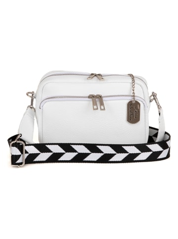 Anna Morellini Leder-Umhängetasche "Erminia" in Weiß - (B)22 x (H)17 cm
