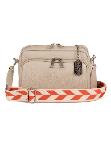 Anna Morellini Leder-Umhängetasche "Erminia" in Beige - (B)22 x (H)17 x (T)9 cm