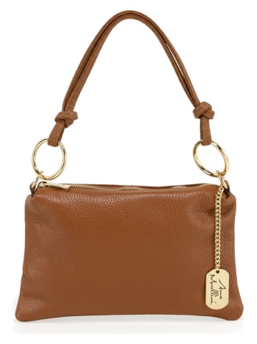 Anna Morellini Leder-Schultertasche "Erenza" in Hellbraun - (B)25 x (H)16 x (T)2 cm