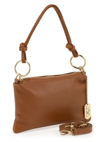 Anna Morellini Leder-Schultertasche "Erenza" in Hellbraun - (B)25 x (H)16 x (T)2 cm