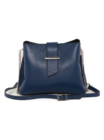 Mia Tomazzi Leder-Umhängetasche "Cipria" in Dunkelblau - (B)21 x (H)17 x (T)10 cm
