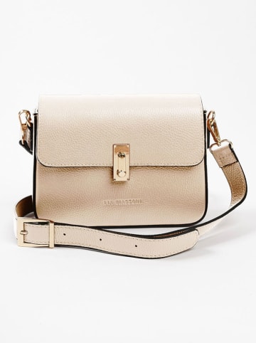 Lia Biassoni Leder-Umhängetasche "Carrione" in Beige - (B)22 x (H)16 x (T)7 cm