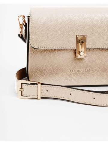 Lia Biassoni Leder-Umhängetasche "Carrione" in Beige - (B)22 x (H)16 x (T)7 cm