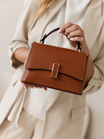 Lia Biassoni Leder-Henkeltasche "Fegana" in Hellbraun - (B)20 x (H)14 x (T)8 cm