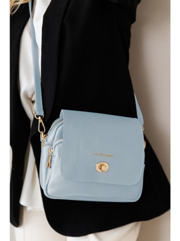 Lia Biassoni Leren schoudertas "Raganello" lichtblauw - (B)23 x (H)20 x (D)9 cm