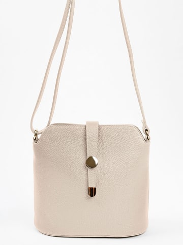 Lia Biassoni Leder-Umhängetasche "Cerfone" in Beige - (B)24 x (H)22 x (T)10 cm