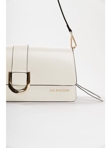 Lia Biassoni Leder-Schultertasche "Saraceno" in Beige - (B)27 x (H)14 x (T)6 cm