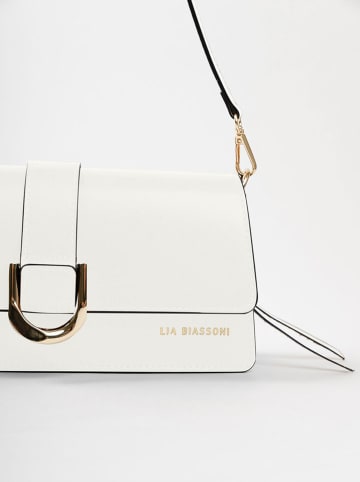 Lia Biassoni Leren schoudertas "Saraceno" wit - (B)27 x (H)14 x (D)6 cm