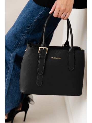 Lia Biassoni Leder-Henkeltasche in Schwarz - (B)33 x (H)25 x (T)11 cm