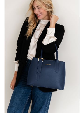 Lia Biassoni Leder-Henkeltasche in Dunkelblau - (B)33 x (H)25 x (T)11 cm