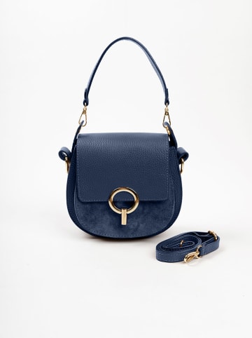 Lia Biassoni Leder-Schultertasche "Catona" in Dunkelblau - (B)20 x (H)19 x (T)9 cm