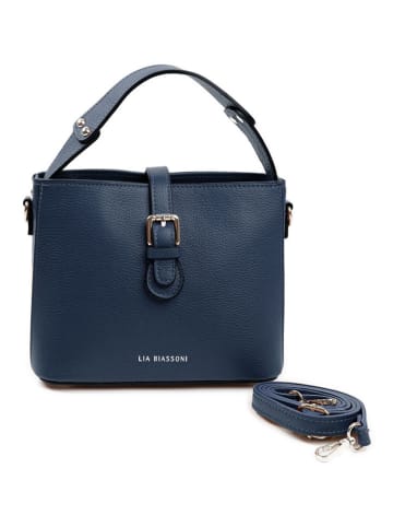 Lia Biassoni Leder-Henkeltasche in Dunkelblau - (B)25 x (H)20 x (T)12 cm