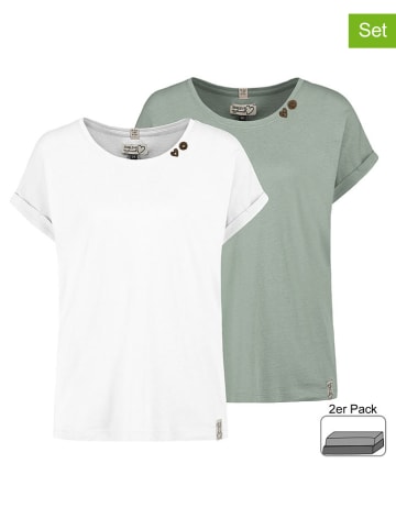 Sublevel 2-delige set: shirts wit/mintgroen