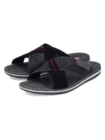 rieker Leren slippers zwart