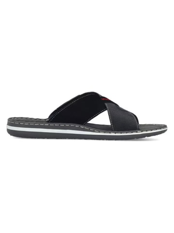 rieker Leren slippers zwart