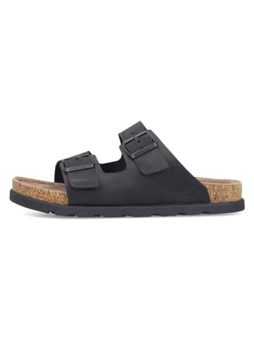 rieker Leren slippers zwart