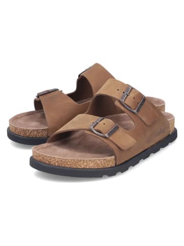 rieker Leren slippers lichtbruin