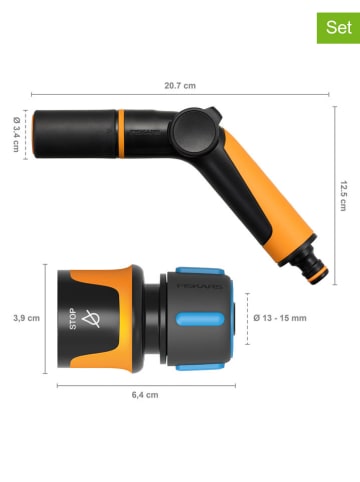 Fiskars 2-delige set: sproeipistool zwart/oranje