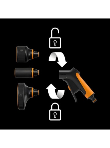 Fiskars Uchwyt pistoletu natryskowego "Nozzle" w kolorze czarno-pomarańczowym