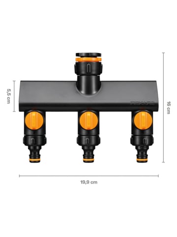 Fiskars Zawór trójdrożny "Comfort 3" w kolorze czarno-pomarańczowym