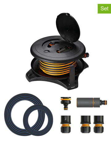 Fiskars Schlauchaufroller- Set "Solid M 1/2"(13mm)" in Schwarz/ Orange