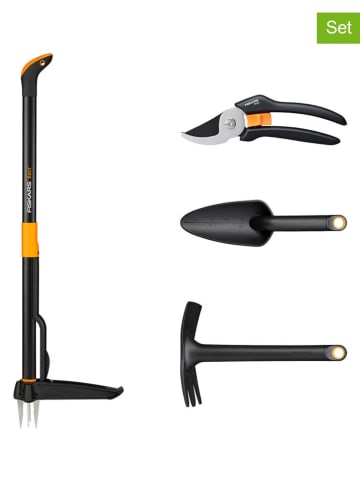 Fiskars 4tlg. Set: Unkrautzieher "Xact Weed" in Schwarz/ Orange