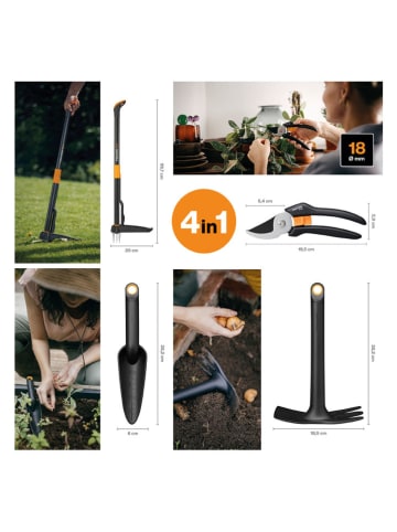 Fiskars 4-częściowy zestaw "Xact Weed" w kolorze czarno-pomarańczowym do chwastów