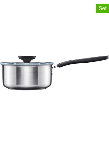 Fiskars 2-delige set: steelpan met deksel "FF" zilverkleurig - 1,5 l