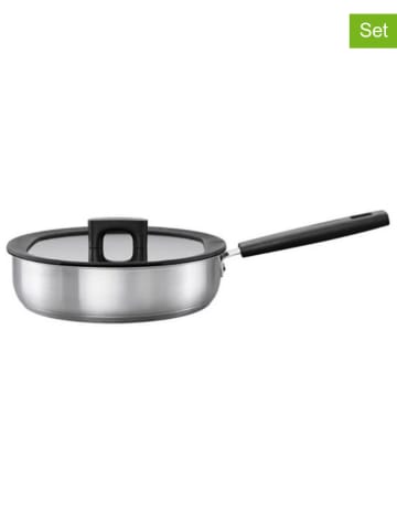 Fiskars 2tlg. Set: Bratpfanne  ''Hard Face'' in Silber/ Schwarz - Ø 26 cm
