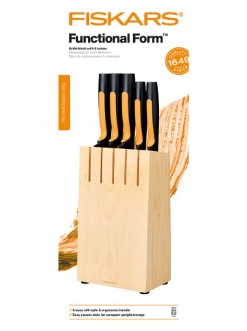 Fiskars 6-delige koks messenset zwart/geel