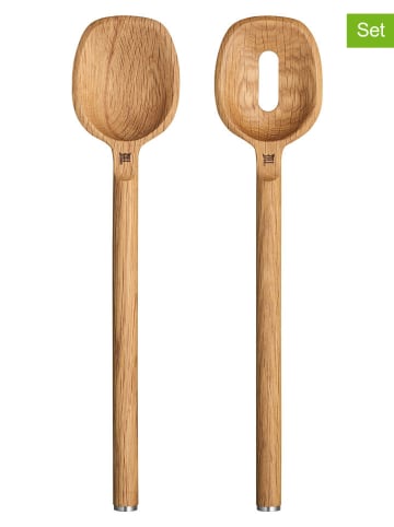 Fiskars 2-częściowy zestaw w kolorze jasnobrązowym do sałatek - dł. 30,3 cm