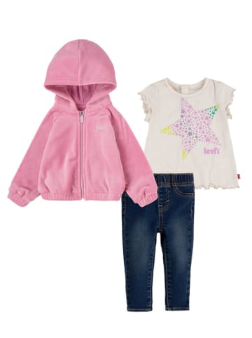 Levi's Kids 3tlg. Outfit in Rosa/ Creme/ Dunkelblau