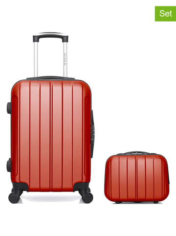BlueStar 2-delige hardcase-trolleyset "Napoli" rood