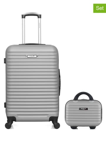 BlueStar 2-delige hardcase-trolleyset "Brazilia" zilverkleurig