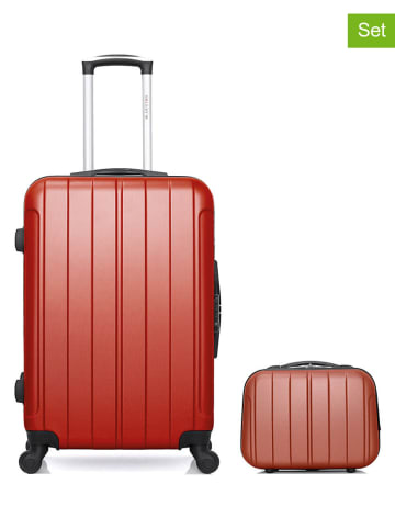 BlueStar 2-delige hardcase-trolleyset "Napoli" rood