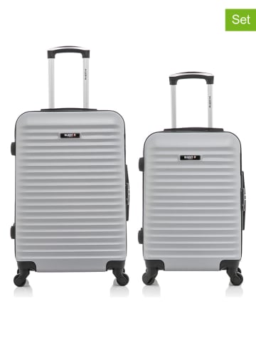 BlueStar 2-delige hardcase-trolleyset "Brazilia" zilverkleurig