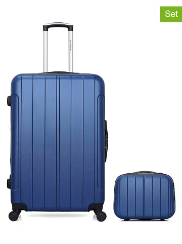 BlueStar 2-delige hardcase-trolleyset "Napoli" donkerblauw