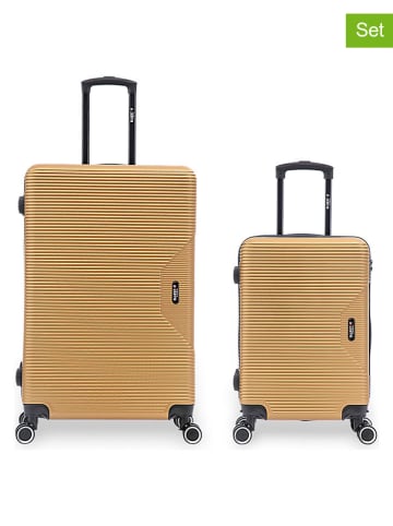 BlueStar 2-delige hardcase-trolleyset "Wagram" goudkleurig