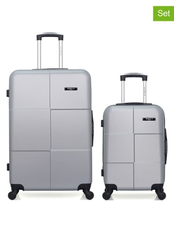 BlueStar 2-delige hardcase-trolleyset "Miami" zilverkleurig