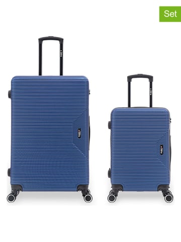BlueStar 2-delige hardcase-trolleyset "Wagram" blauw