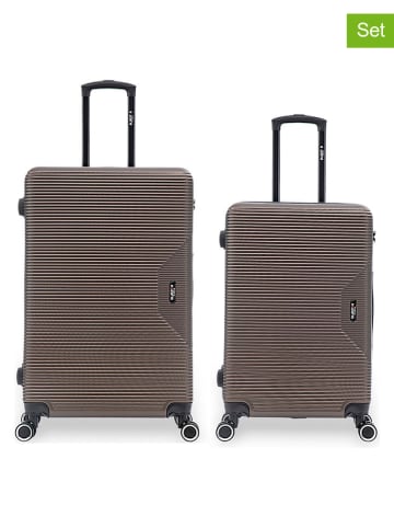 BlueStar 2-delige hardcase-trolleyset "Wagram" bruin
