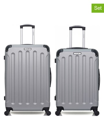 BlueStar 2-delige hardcase-trolleyset "Madrid" zilverkleurig
