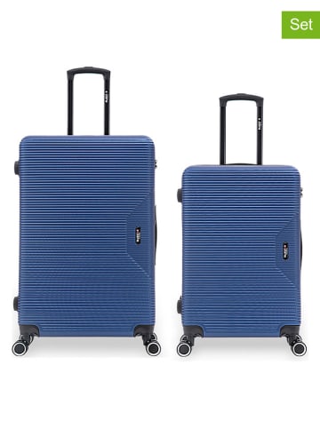 BlueStar 2-delige hardcase-trolleyset "Wagram" blauw