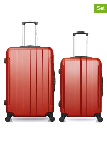 BlueStar 2-delige hardcase-trolleyset "Napoli" rood